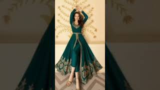 White Chanderi Floral Print Anarkali Suit Set Wear Indian Dress