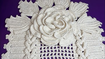 🌹”3D” Table Runner Crochet  Tutorial, Mega Rosa English, How to Crochet a Rose Table Runner Idea