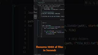 Rename 1000 of Files in Seconds with Simple Python Script #artificialintelligence #pythontutorial