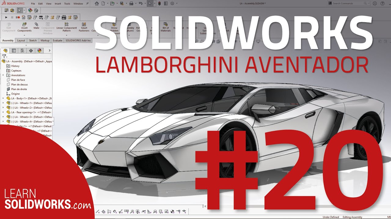 #20 SolidWorks Tutorial : Model a Lamborghini Aventador