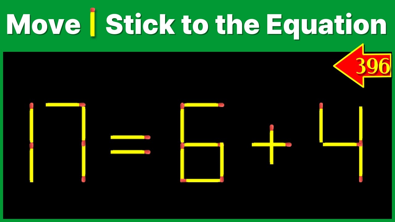 🔥성냥개비 문제 [#396]🔍17=6+4 식을 완성해 보세요! | 성냥개비퀴즈 | 시니어퀴즈 | 두뇌운동 | 치매예방