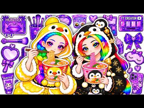 Couple Rumi x Mira GuGuGaGa Transformation Mukbang + Nails Art + Makeup💄KPOP DEMON HUNTERS