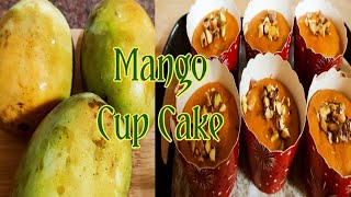 Mango Cup Cake | Without Oven Mango Cake | Eggless Mango Cake