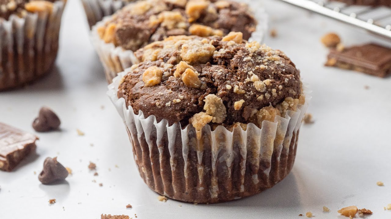 Chocolate Coffee Toffee Muffins - YouTube