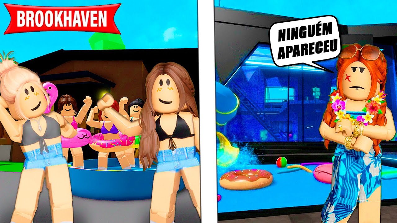 NINGUÉM FOI NA FESTA DA PISCINA DA PATRICINHA QUE SE ACHAVA | Historinhas Brookhaven RP | Roblox
