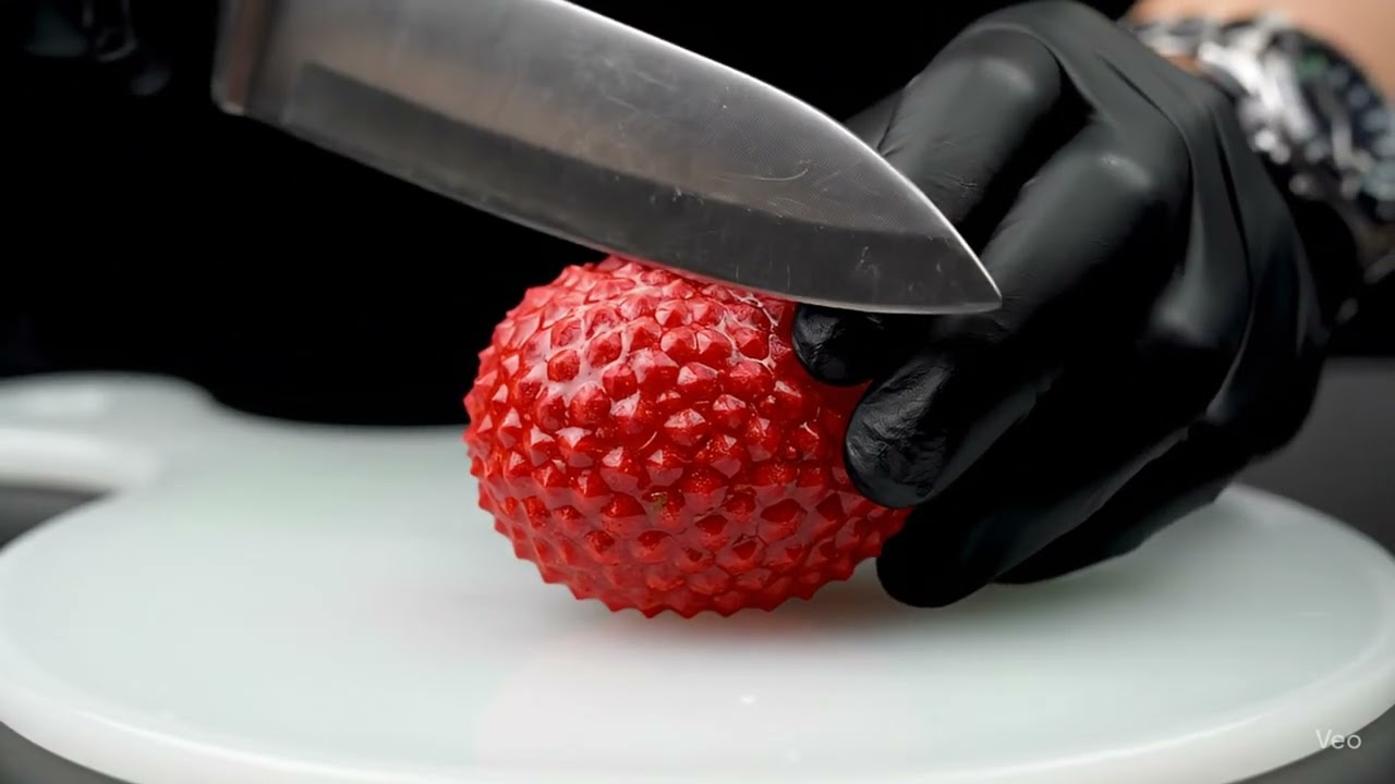 Glass Lychee Fruit Cutting Satisfying AI ASMR Video | 4K