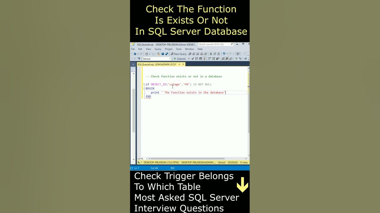sql query Check User defined function exists or not #sqlserver - YouTube