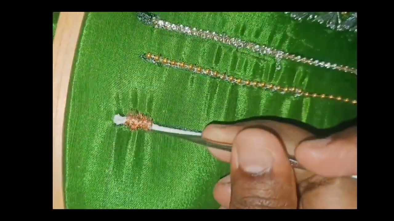 Thread & Jari Thread Filling Stitch ✨ Aari Work Trending Filling Design | Easy & Neat Finish"