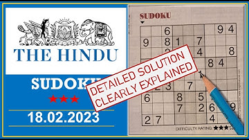 Video# - 413  How to Solve 3 Star Hindu  Sudoku Feb 18,  2022 -  Step By Step Solution