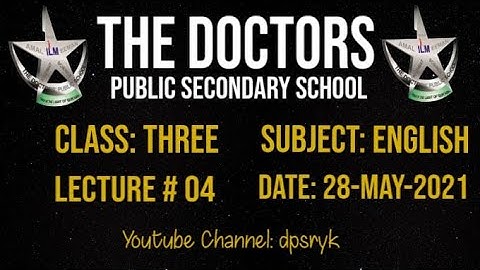 Class Three English Lecture # 4 [28-May-2021] dpsryk