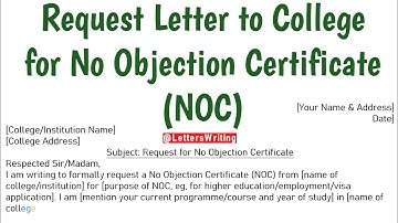 Request Letter to College for No Objection Certificate (NOC) | Letters Writing