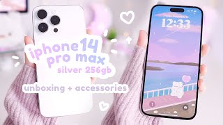 iphone 14 pro max silver 256gb unboxing 💗🫧  cute & aesthetic casetify  accessories ⭐️ 