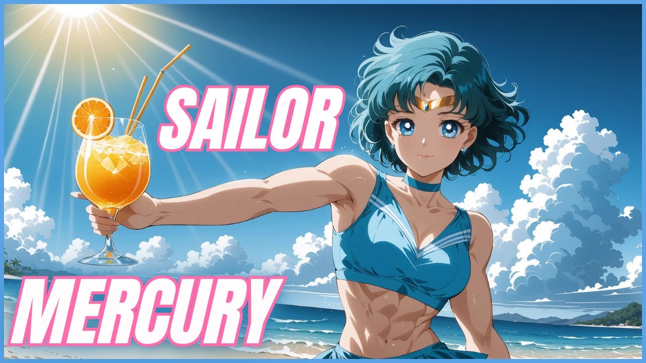 Muscular Sailor Mercury enjoying summer vibes!
