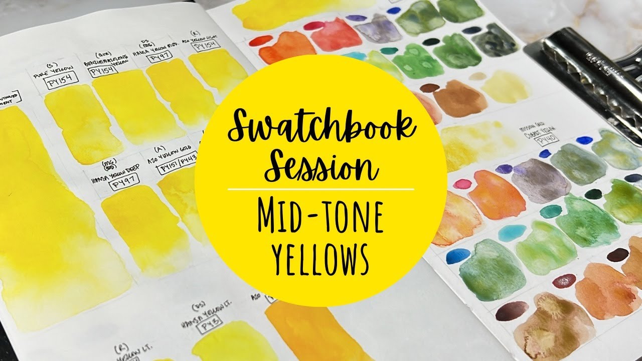 Swatchbook Session 1 | Mid Tone Yellows | Swatching and Color Mixing