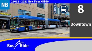 8 Downtown | TransLink CMBC 2021 New Flyer XDE60 - 21012
