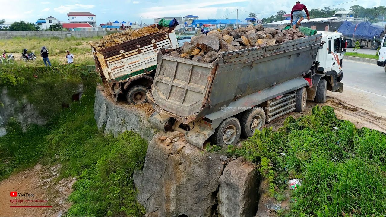 Finest Activities Begin Vehicle Heavy Landfill Delete Pond Overflow With Group Trucks 5t.25t & Dozer