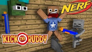 Monster School : KICK THE BUDDY vs NERF WAR GAME CHALLENGE - Minecraft Animation