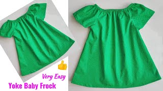 Yoke Baby Frock Cutting And Stitching For 1-2 Year Baby Frock Cutting And Stitching
