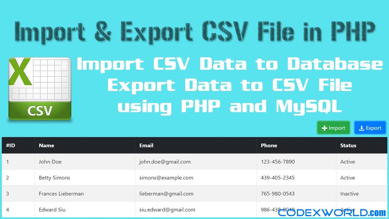 Import CSV File using PHP and MySQL - YouTube