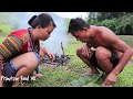 Catch Fish By Hand in Shallow Water - Looking For Primitive Food