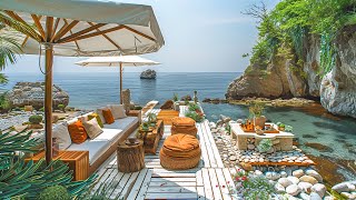 Seaside Cafe Ambience  Smooth Bossa Nova Jazz Music & Calming Ocean Waves to Boost Your Mood