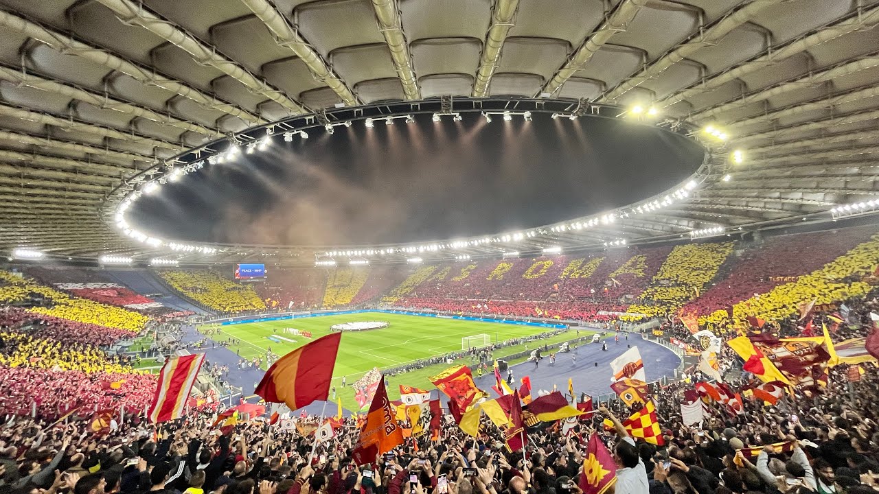 Roma Bayer Leverkusen 1 0 Coreografia E Inno Roma Roma asroma daje 
