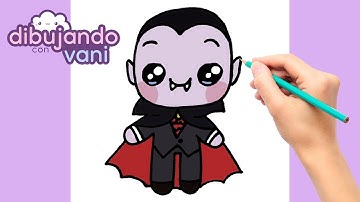COMO DIBUJAR UN VAMPIRO PASO A PASO - DIBUJOS PARA DIBUJAR - DIBUJOS FACILES KAWAII DE HALLOWEEN