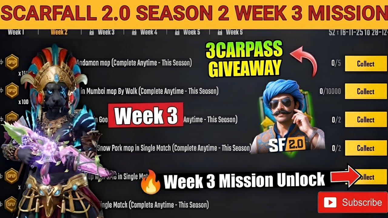 Complete all Scarpass Mission | Scarpass Week 3 Mission | Finally Scarpass Week 3 Mission Unlock |