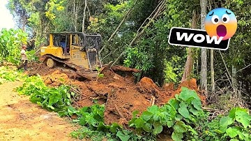 Perfect Heavy Equipment Working CAT D6R XL Dozer Operator Opening Plantation Road