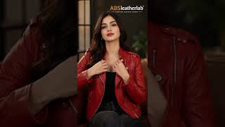 Women's Red Distressed Vegan Leather Biker Jacket | Chic & Edgy Outerwear/how to make leather jacket