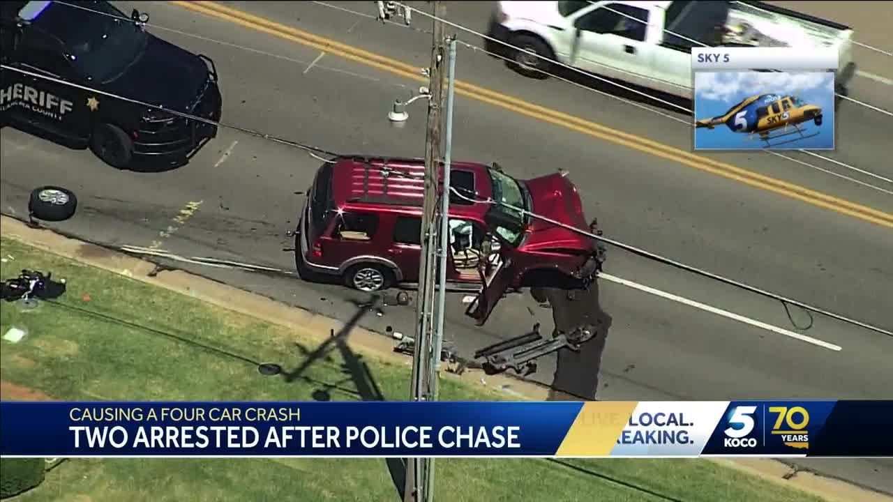 2 arrested after pursuit ends in crash in southwest Oklahoma City - YouTube