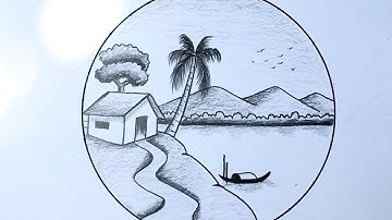 Hướng dẫn vẽ tranh đề tài phong cảnh bằng BÚT CHÌ | how to draw scenery with pencil