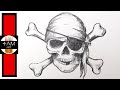 How to draw a pirate skull in pencil