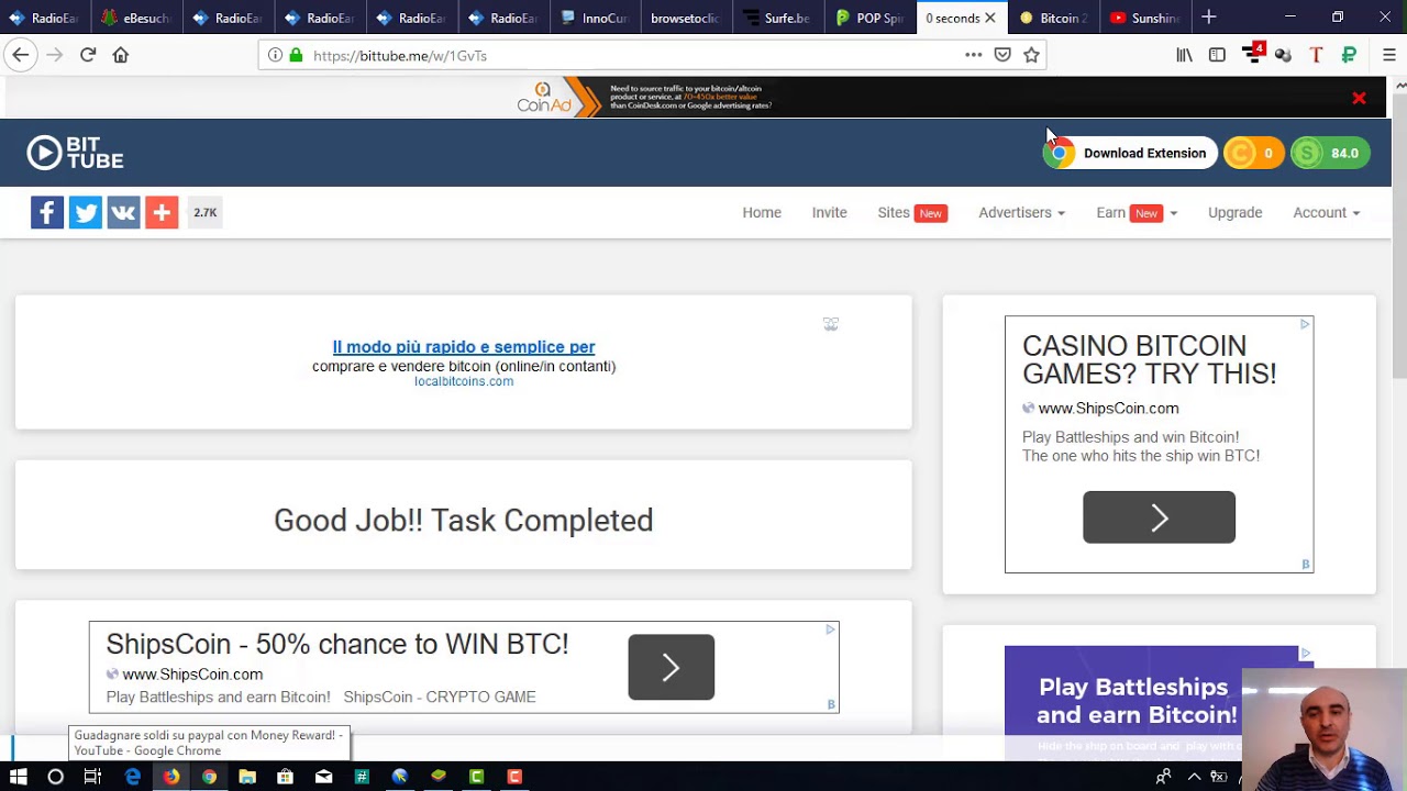 guadagnare bitcoin guardando video 0 20 btc a usd