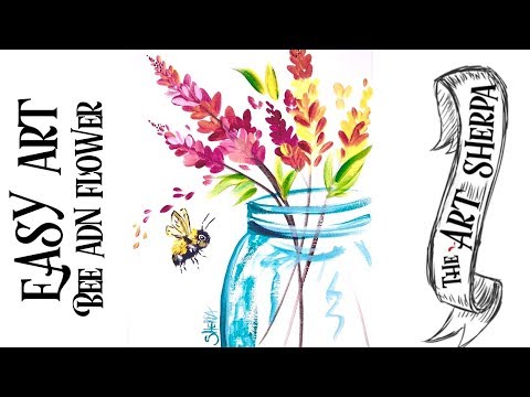 Easy Flower Jar  acrylic painting tutorial for beginners step by step