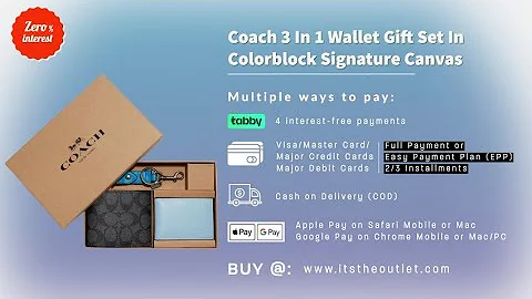 Coach 3 In 1 Wallet Gift Set In Color: Block Signature Canvas