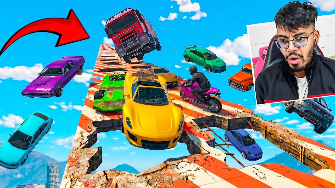 Cars Vs Cars in Surprise Broken Road 387.296% People Take 1 Year To Win This Race in GTA 5!