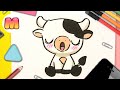 COMO DIBUJAR UNA VACA KAWAII - Dibujos kawaii faciles - Como dibujar animales kawaii