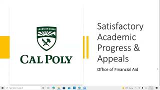 Satisfactory Academic Progress and Appeal Tutorial Wealth