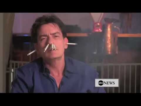 Charlie Sheen smoking a normal amount of cigarettes