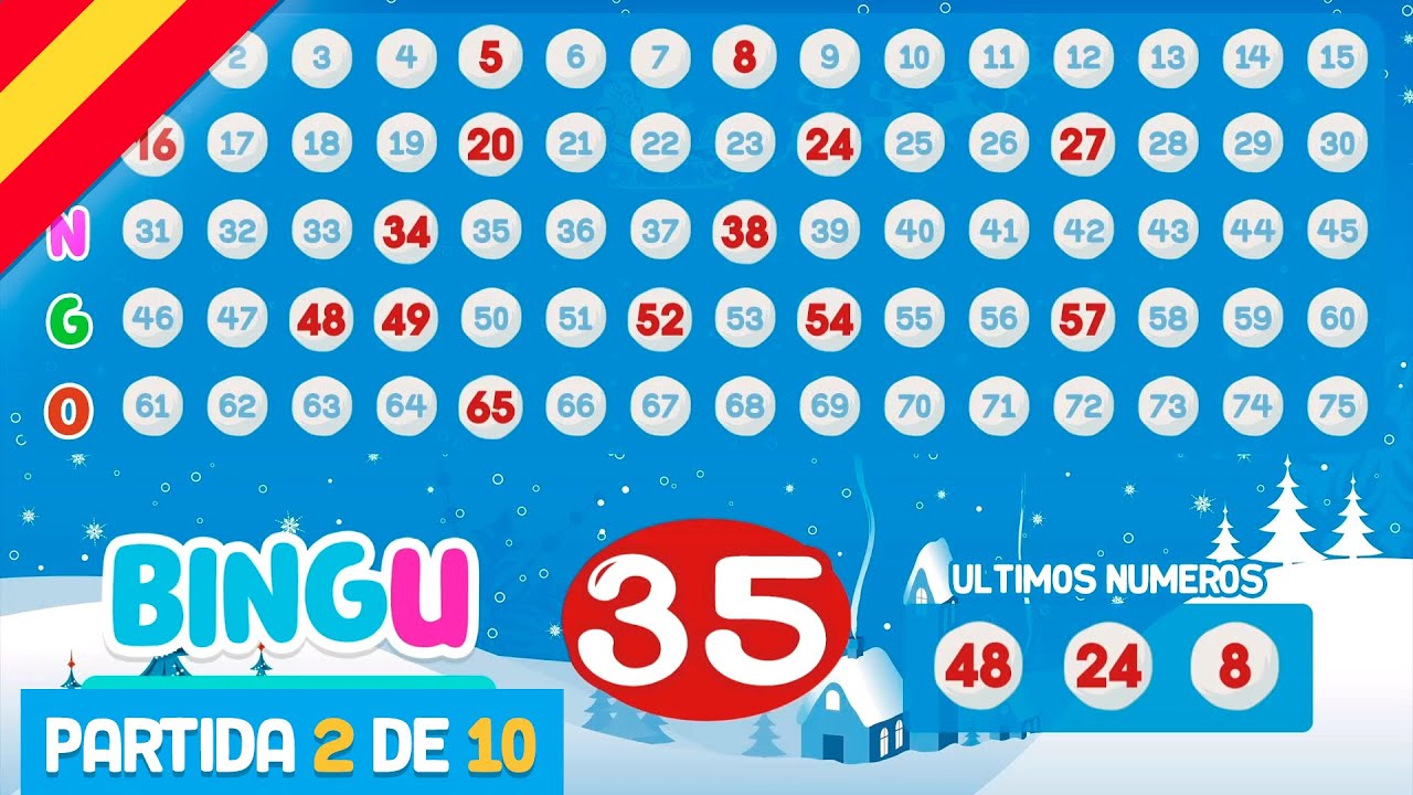 Partida de BINGO 75 bolas cantado en Español con voz clara, para jugar