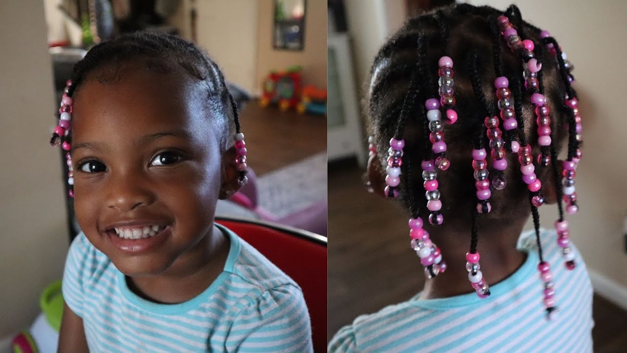 Beautiful African Toddler Girl with Braids and Hair Beads · Creative Fabrica
