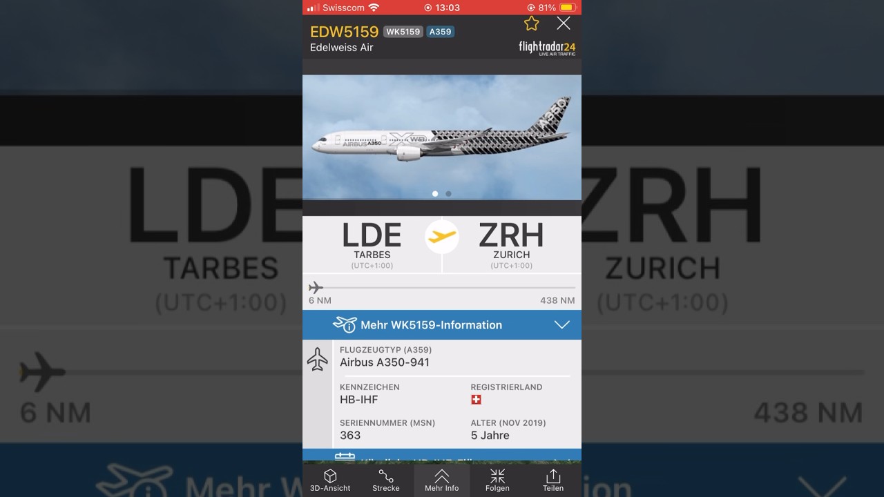 First Edelweiss A350-900 delivery Flight HB-IHF 