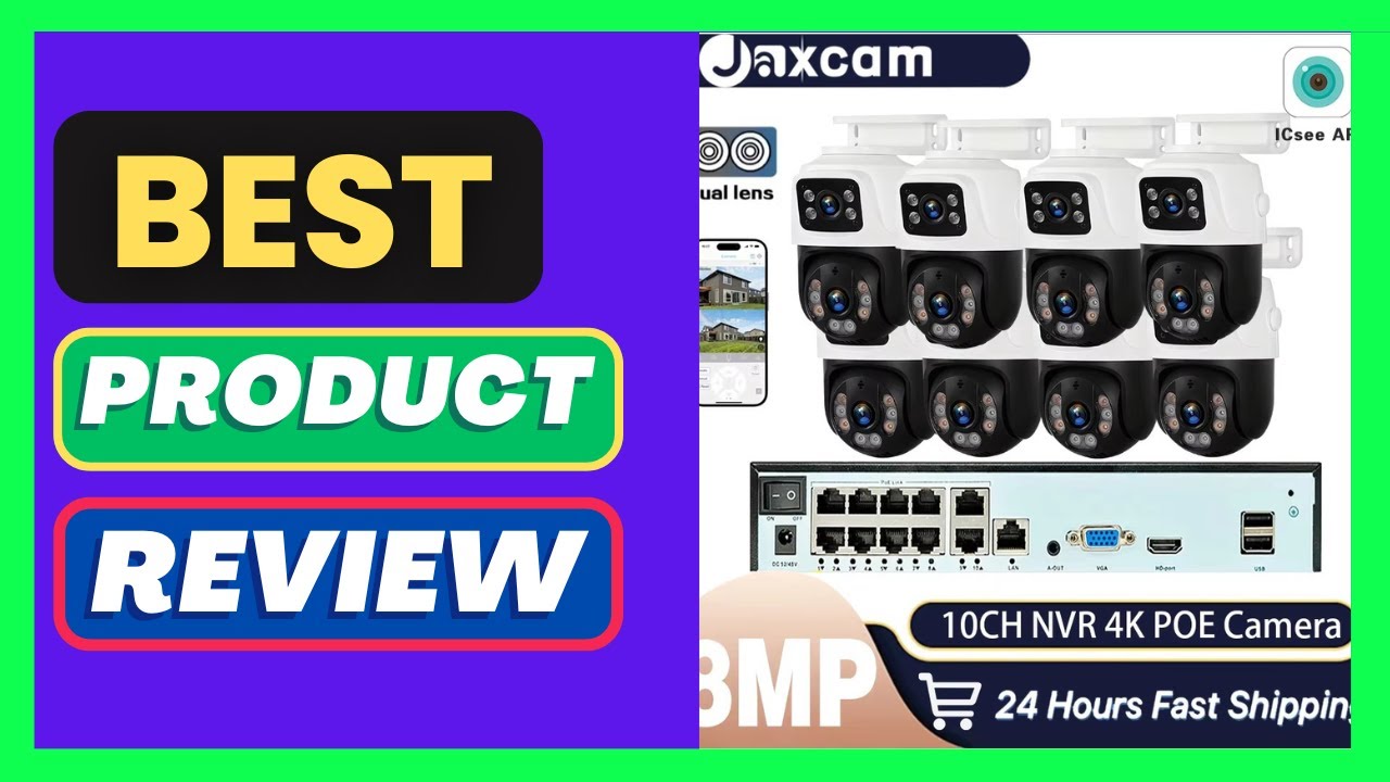 10CH 8MP 4K POE NVR Kit Dual Lens PTZ Two-Way Audio H.265 IP Security