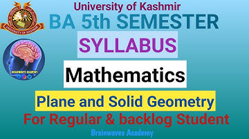 5th semester math plane and Solid Geometry syllabus kashmir university #syllabus #5thsemester #math