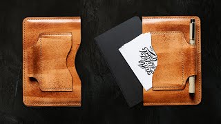 Making a handmade LEATHER NOTEBOOK SLEEVE - ASMR - Sounds from the workshop.