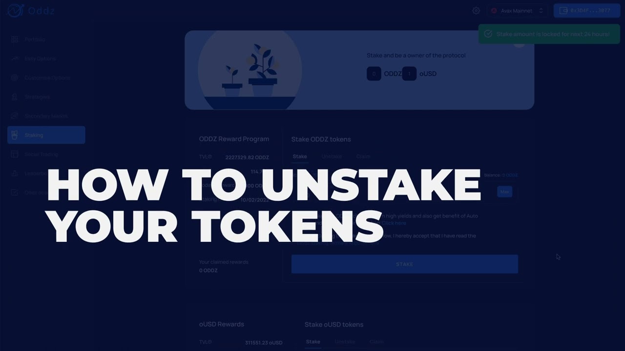 How to Stake/Unstake/Claim Tokens on Oddz?