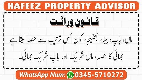 Qanoon Warasat | Behn, bahai ka hisa | Sharers, Residuary, Distant Kindred