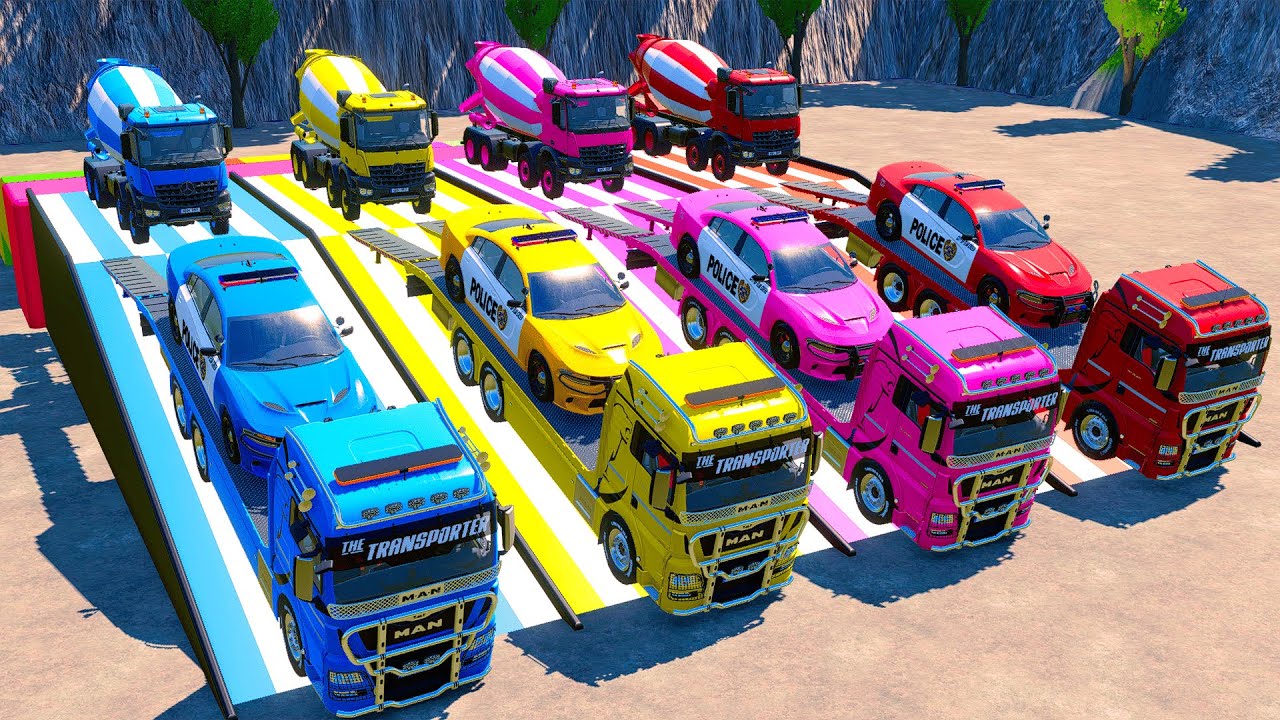 Colorful Garage - ALL MIXER TRUCKS AND DOUBLE FLATBED TRANSPORTING, TAHOE AND DACIA POLICE #63