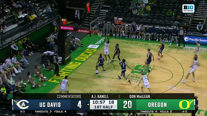 Sean Stewart Cuts to the Basket & DUNKS vs. UC Davis | Oregon Basketball